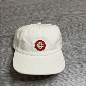 Classic White Cap with Red Logo